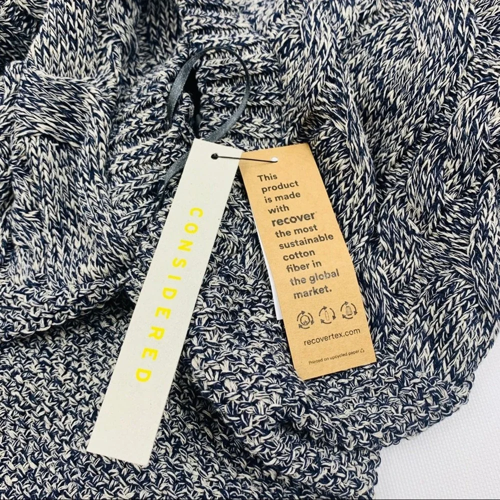 Topshop Navy Blue Crop Chunky Cable Knit Sweater - Picture 11 of 12